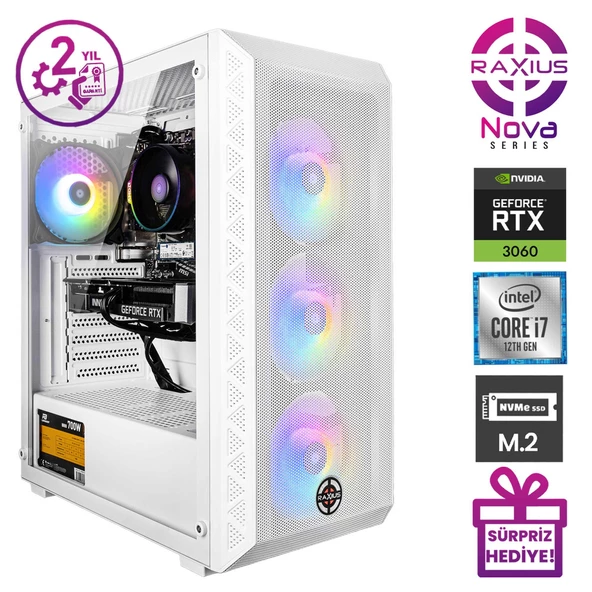 RaXius Nova G2 i7 3060-27F05 i7-12700F 32GB 1TBSSD RTX3060 FreeDOS Gaming Masaüstü Bilgisayar - 2