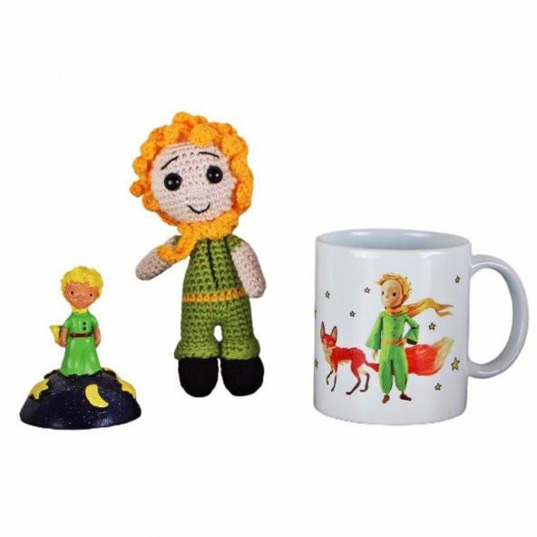 Küçük Prens Üçlü Set Amigurumi Küçük Prens 16 Cm Oyuncak Küçük Prens Kupa Biblo Hediye Seti