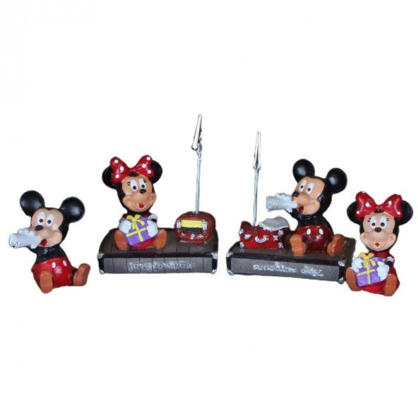 Boyanabilir Polyester Poliüretan Ham Obje Mickey Minnie Mouse 4 Biblo Set - 2