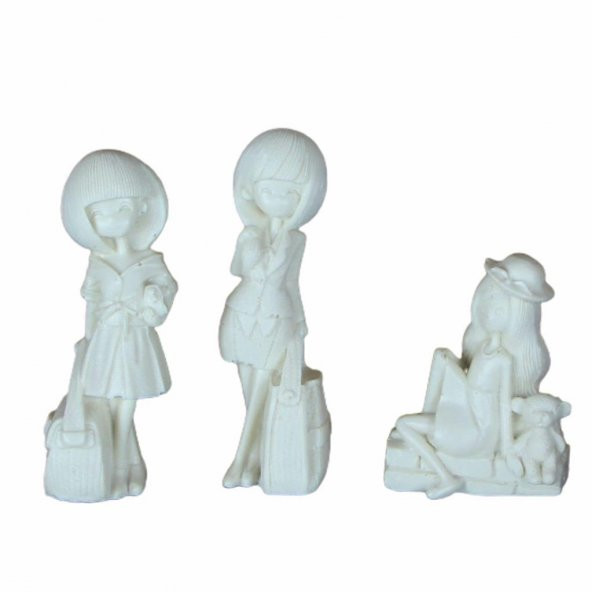 Boyanabilir Polyester Poliüretan Ham Obje 3 Kız Biblo Set - 2