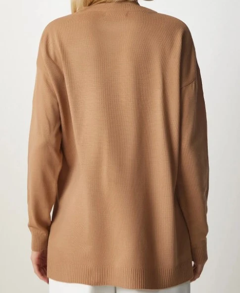 Happiness İstanbul Kadın Bisküvi Bisiklet Yaka Basic Kazak BV00077 Standart - Resim 2