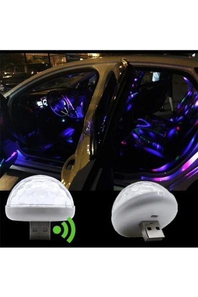 FRT Ottoman Araç Içi Oto Araba Disko Topu Sese Duyarlı Led Usb Led Lamba - 2