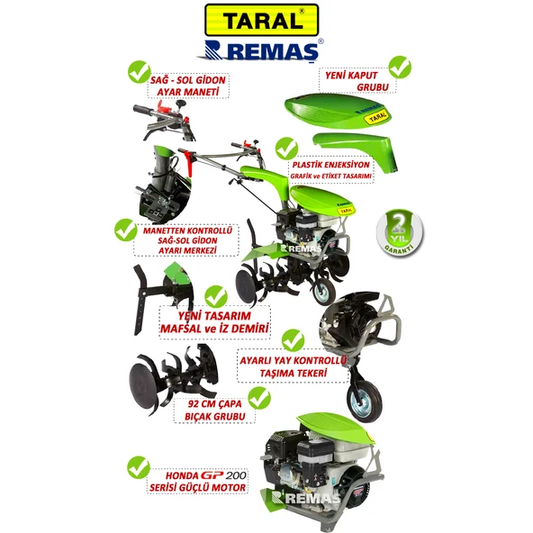 Taral 210M Honda GP200 6.5 Hp Benzinli Çapa Makinesi - 5