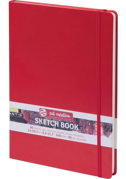 Talens Art Creation Sketchbook Sert Kapak Eskiz Defteri 80 Yaprak 140 gr 21 x 29,7 cm Red