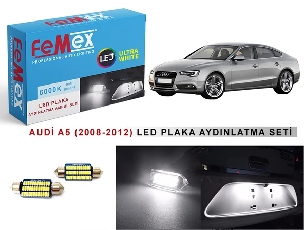 Audi A5 (2008-2012) LED Plaka Aydınlatma Ampul Seti FEMEX Parlak Beyaz