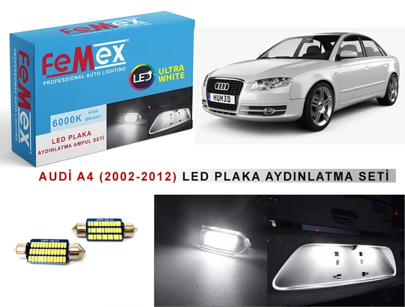 AUDİ A4 (2002-2012) LED Plaka Aydınlatma Ampul Seti FEMEX Parlak Beyaz