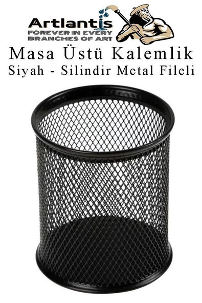 Silindir Masa Üstü Kalemlik 1 Adet Metal Fileli Renkli Perforeli Yuvarlak Kalemlik Ofis Büro Okul - 8