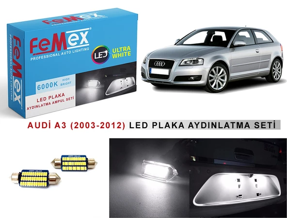 Audi A3  (2003-2012) LED Plaka Aydınlatma Ampul Seti FEMEX Parlak Beyaz