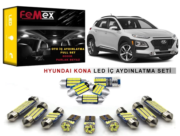 Hyundai Kona LED İç Aydınlatma Ampul Seti FEMEX Parlak Beyaz - 1
