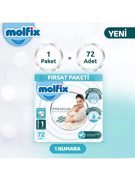 Molfix Premium Bebek Bezi Fırsat Paketi 1 Beden 2-5 Kg 72 Adet - 2