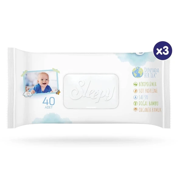 Sleepy Bio Natural Islak Havlu Mendil 3x40 120 Yaprak - 2
