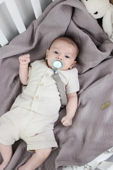 Bistyle Müslin Battaniye 120x120 Cm 70101 Antrasit - 2