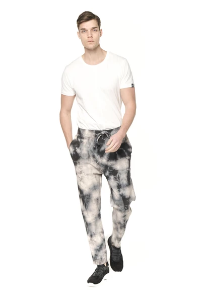 Erkek Batik Beli Lastikli Bağcıklı Rahat Spor Eşofman Altı Jogger Pantolon - 5