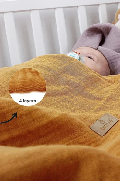 Bistyle Müslin Battaniye 120x120 Cm 70101 Hardal - 3