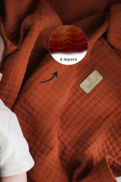 Bistyle Müslin Battaniye 120x120 Cm 70101 Kiremit - 3