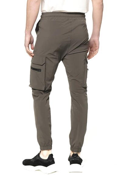 Erkek Paraşüt Kumaş Kargo Cepli Paçası Lastikli Spor Jogger Pantolon - 9