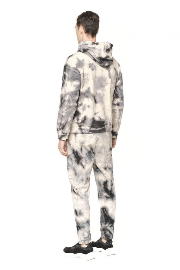 Erkek Batik Kapüşonlu Kanguru Cepli Uzun Kollu Pamuklu Sweatshirt - 5