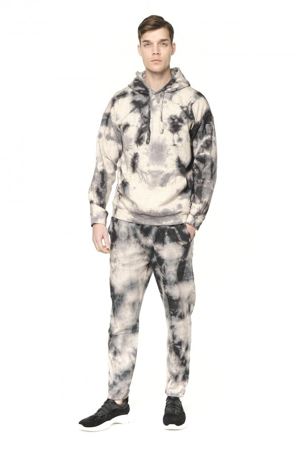 Erkek Batik Kapüşonlu Kanguru Cepli Uzun Kollu Pamuklu Sweatshirt - 6