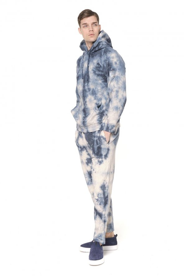 Erkek Batik Kapüşonlu Kanguru Cepli Uzun Kollu Pamuklu Sweatshirt - 8