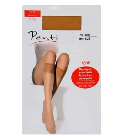Penti Kadın Fit İnce Parlak Burunsuz Diz Altı 15 Den Pantolon Çorabı - 12 Adet  Standart 51 - Açık Ten - Resim 5