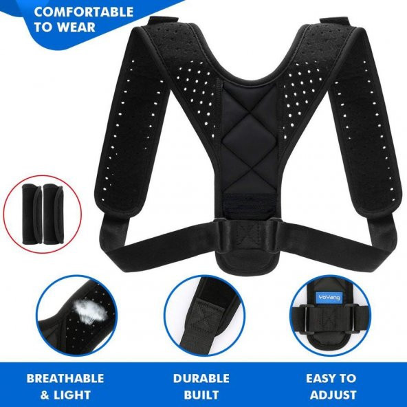 Unisex Standart Beden Dik Duruş Korsesi (Siyah) - 6