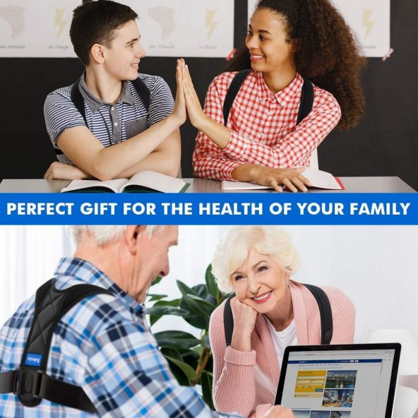 Unisex Standart Beden Dik Duruş Korsesi (Siyah) - 7