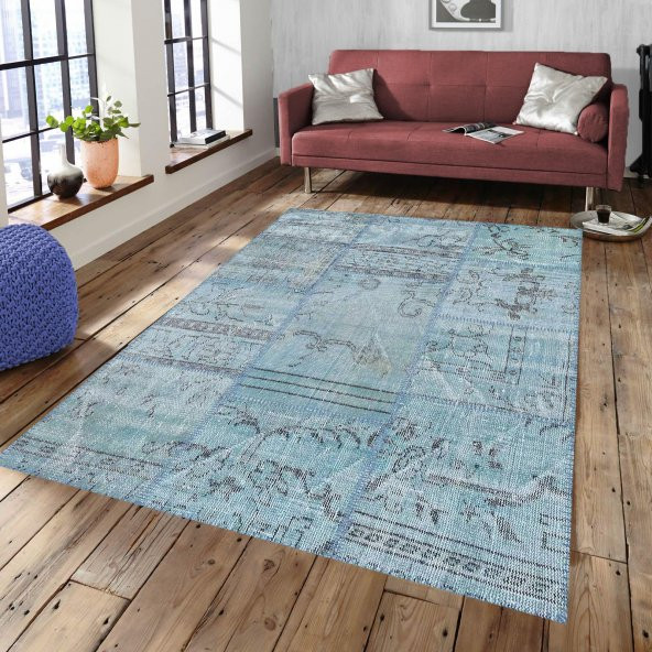 Efestrend Buz Mavi Patchwork Halı efessh4006