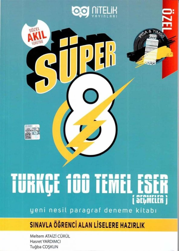 Nitelik 8.Sınıf Yeni Nesil Süper Türkçe 100 Temel Eser Paragraf Deneme Kitabı