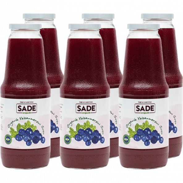 Sade Organik Yaban Mersini Suyu 1000ml 6lı