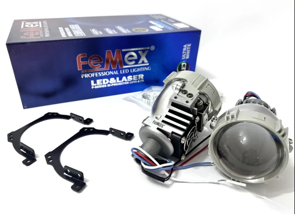 FEMEX VİDALI Bİ-LED FAR İÇİ LED MERCEK 2,5 INC KISA UZUN BİRLİKTE (VİDALI SOMONLU) P20 - 2