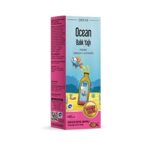 Orzax Ocean Omega3 Şurup 150 ml - Karışık Meyve Aromalı