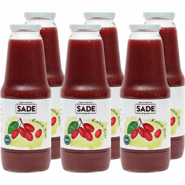 Sade Organik Kızılcık Suyu 1000ml 6'lı