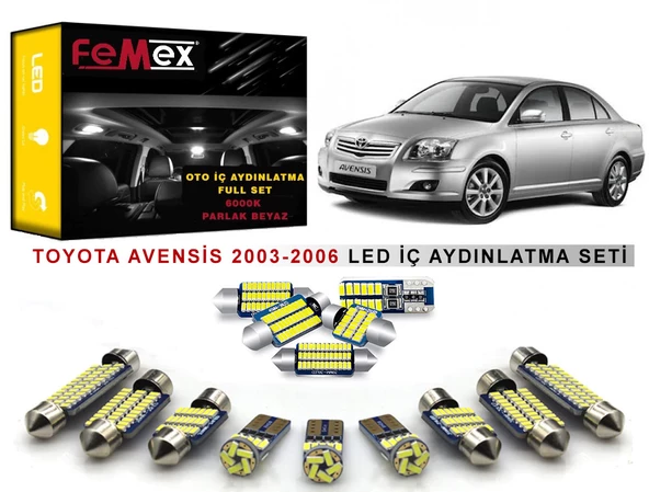 Toyota Avensis 2003-2006 LED İç Aydınlatma Ampul Seti FEMEX Parlak Beyaz