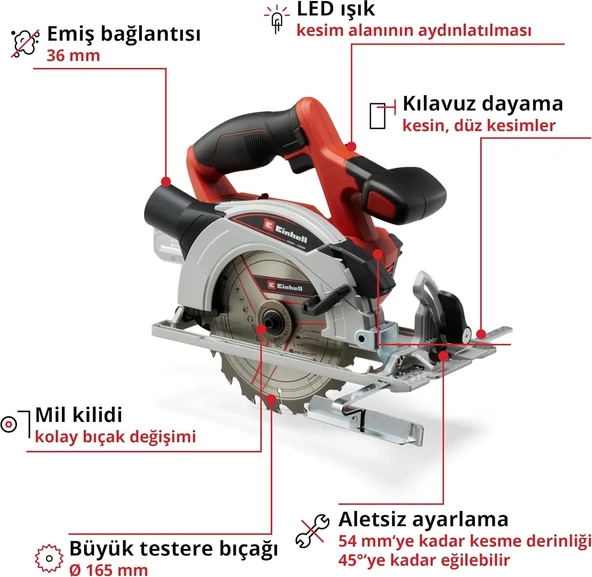 Einhell TE-CS 18/165/1 Li Solo Daire Testere - Akü Hariç - 2