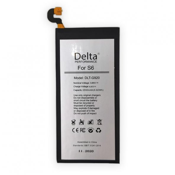 Delta Mobile Samsung Galaxy S6 2550 mAh Yüksek Kapasite Batarya