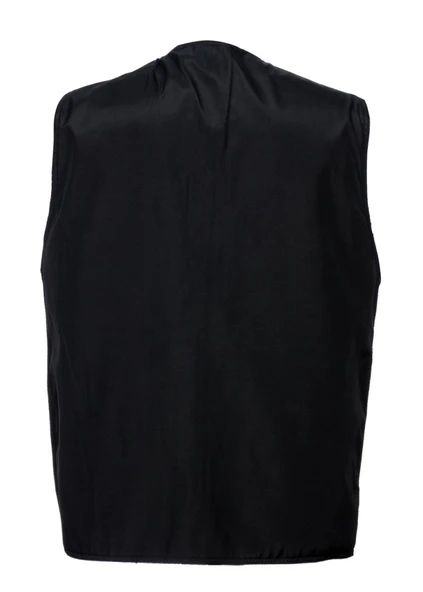 Battal Boy Yazlık Kumaş Avcı Yelek Siyah Renk - 11