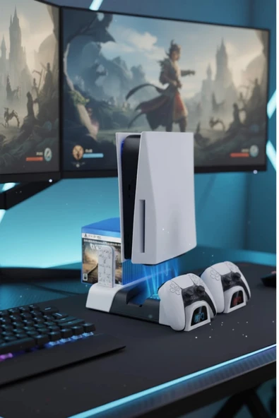Hepu TP5-1511 PS5 Şarj ve Soğutucu Stand | DualSense Uyumlu Hızlı Şarj İstasyonu