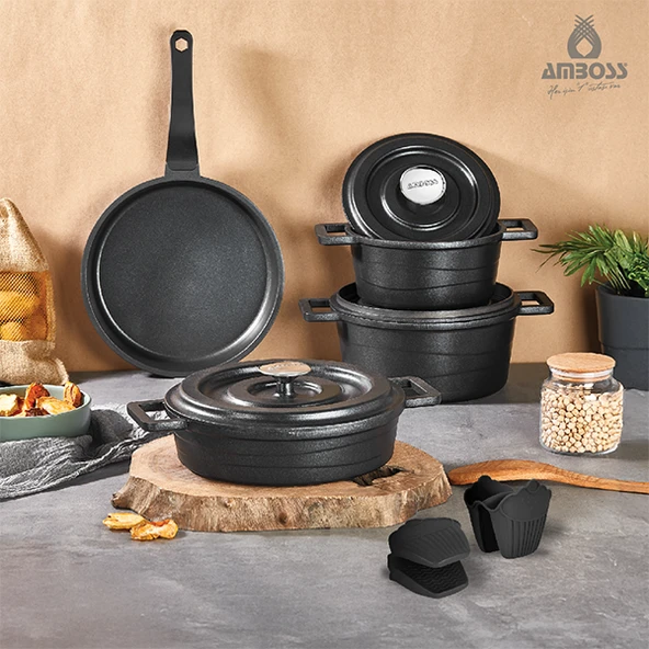 Amboss 7 Parça Copper Döküm Set (Siyah)