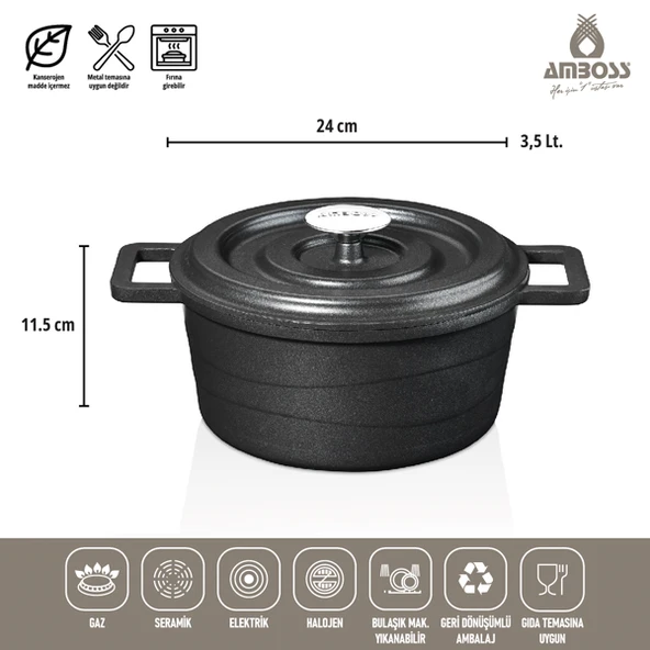 Amboss 7 Parça Copper Döküm Set (Siyah) - 3