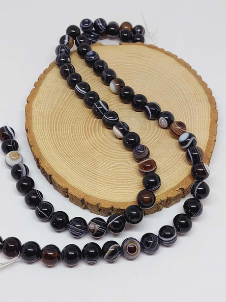 Göz Akik Taşı Dizi 12mm (53390) - Resim 3