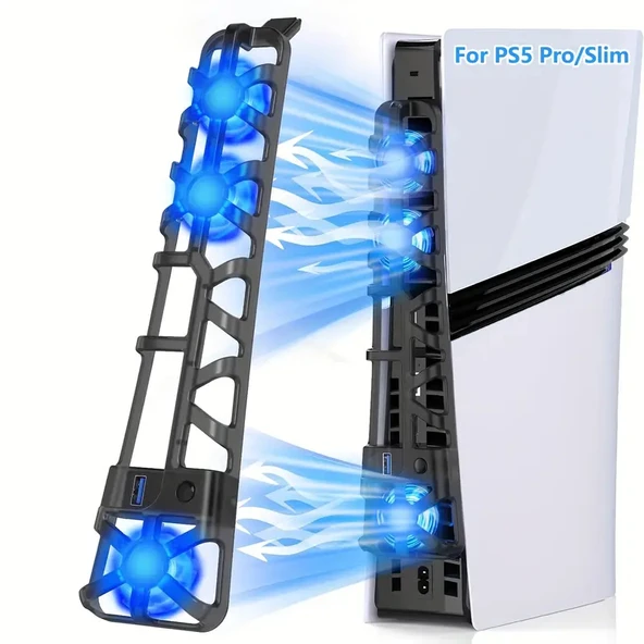 Hepu TP5-3538S PS5 Slim Disk Slim Dijital Konsolu İçin Soğutma Fanı Termometreli