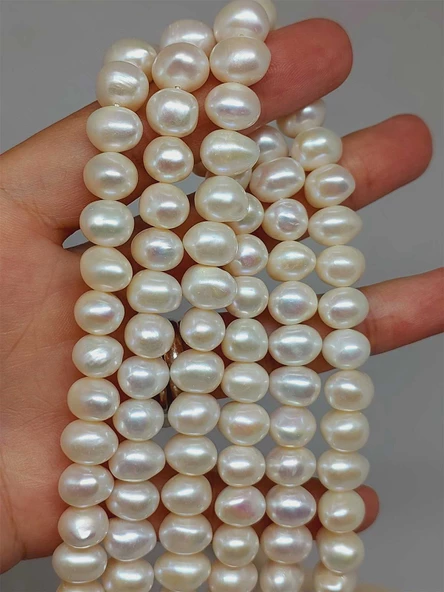 İnci Dizi Beyaz Royal Quality 7*9mm (53324) - Resim 4