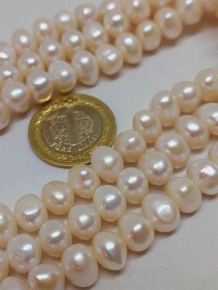 İnci Dizi Beyaz Royal Quality 7*9mm (53324) - Resim 3