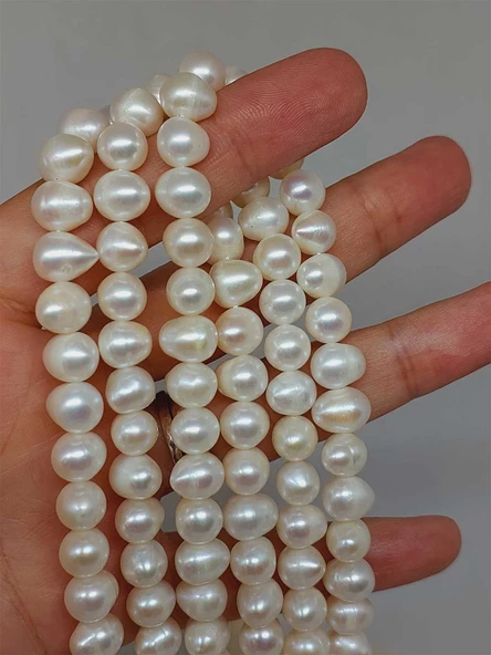 İnci Dizi Beyaz Royal Quality 7.5*9.5mm (53328) - Resim 4