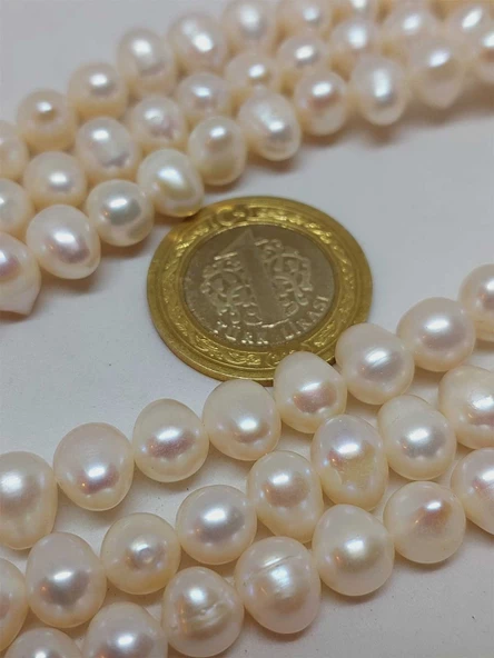 İnci Dizi Beyaz Royal Quality 7.5*9.5mm (53328) - Resim 3