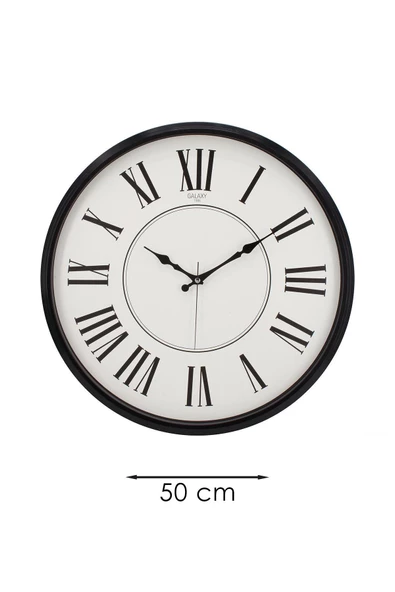 SİYAH ÇERÇEVE ROMA RAKAM DUVAR SAATİ 50CM - 4
