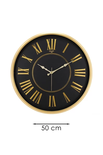 GOLD ÇERÇEVE ROMA RAKAM DUVAR SAATİ 50CM - 3