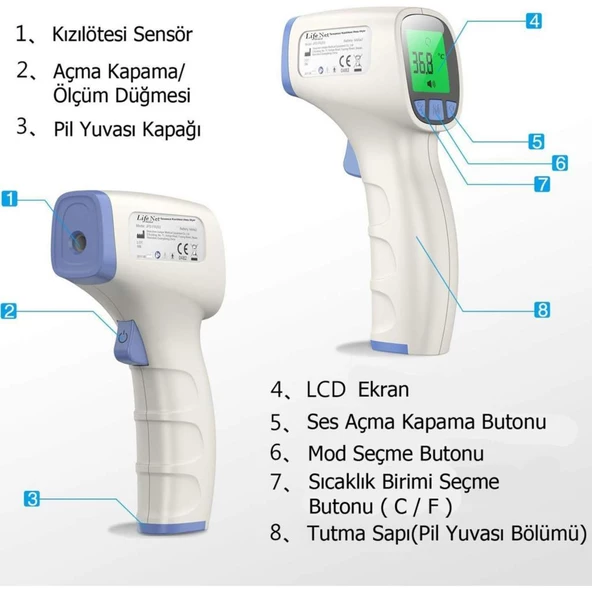 Temassız Ateş Ölçer  Alından Termometre Life Net Medikal JPD-FR202 - 3