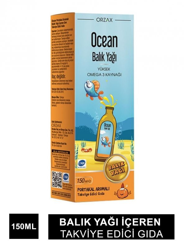 Ocean Orange Portakal Aromalı Balık Yağı Şurup 150ml (S.K.T 01-2025)