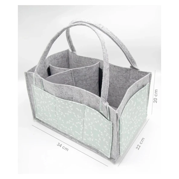 BabyJem Keçe Anne Bebek Bakım Çantası 772 Yeşil Çiçek - 2